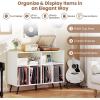 Giantex Large Record Player Stand with Charging Station, Turntable Stand Holds Up to 450 Albums, Record Player Table with Raised Leg, Vinyl Record Storage for Living Room (White)(White)