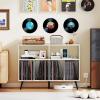 Giantex Large Record Player Stand with Charging Station, Turntable Stand Holds Up to 450 Albums, Record Player Table with Raised Leg, Vinyl Record Storage for Living Room (White)(White)