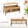 Giantex Lift Top Coffee Table – Rectangular Wooden Table w/Hidden Compartment & Open Storage Shelves, Multifunctional Modern Flip Top Center Table for Living Room, Reception Room, Office (Natural)(Natural)