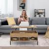 Giantex Lift Top Coffee Table – Rectangular Wooden Table w/Hidden Compartment & Open Storage Shelves, Multifunctional Modern Flip Top Center Table for Living Room, Reception Room, Office (Natural)(Natural)