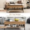 Giantex Lift Top Coffee Table – Rectangular Wooden Table w/Hidden Compartment & Open Storage Shelves, Multifunctional Modern Flip Top Center Table for Living Room, Reception Room, Office (Natural)(Natural)