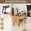 Giantex Lift Top Coffee Table, Modern Cocktail Table w/Hidden Compartment & 2 Open Shelves, Flip Top Center Table, Wooden Pull up Coffee Table for Living Room, Reception Room, Office (Black)(Natural)