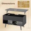 Giantex Lift Top Coffee Table, Modern Cocktail Table w/Hidden Compartment & 2 Open Shelves, Flip Top Center Table, Wooden Pull up Coffee Table for Living Room, Reception Room, Office (Black)(Black)