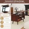 Giantex Lift Top Coffee Table, Modern Cocktail Table w/Hidden Compartment & 2 Open Shelves, Flip Top Center Table, Wooden Pull up Coffee Table for Living Room, Reception Room, Office (Black)(Walnut)