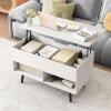 Giantex Lift Top Coffee Table, Modern Cocktail Table w/Hidden Compartment & 2 Open Shelves, Flip Top Center Table, Wooden Pull up Coffee Table for Living Room, Reception Room, Office (Black)(White)
