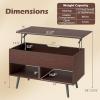 Giantex Lift Top Coffee Table, Modern Cocktail Table w/Hidden Compartment & 2 Open Shelves, Flip Top Center Table, Wooden Pull up Coffee Table for Living Room, Reception Room, Office (Black)(Walnut)