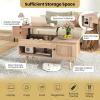 Giantex Lift Top Coffee Table, Modern Cocktail Table with Hidden Compartment, Open Shelf & Cabinet, Wooden Flip Top Center Table, Pull up Coffee Table for Home Office, Living Room (Natural)(Natural)