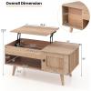Giantex Lift Top Coffee Table, Modern Cocktail Table with Hidden Compartment, Open Shelf & Cabinet, Wooden Flip Top Center Table, Pull up Coffee Table for Home Office, Living Room (Natural)(Natural)