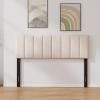 Giantex Linen Upholstered Headboard, Adjustable Width Button Tufted Headboard Only with Solid Wood Legs, Attach Frame, Modern Headboards for Queen Full Size Bed, Beige(Beige)