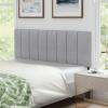 Giantex Linen Upholstered Headboard, Adjustable Width Button Tufted Headboard Only with Solid Wood Legs, Attach Frame, Modern Headboards for Queen Full Size Bed, Beige(Gray)