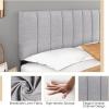 Giantex Linen Upholstered Headboard, Adjustable Width Button Tufted Headboard Only with Solid Wood Legs, Attach Frame, Modern Headboards for Queen Full Size Bed, Beige(Gray)