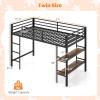 Giantex Low Loft Bed Twin Size, Heavy Duty Metal Frame w/Storage Shelves, Ladder & Full-Length Guardrails, Ample Under-Bed Space, Kids Loft Bed with Stairs for Boys Girls Junior, No Box Spring Needed