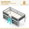 Giantex Low Loft Bed Twin Size, Wooden Loft Bed with Ladder & Blackboard, Twin Bed Frames for Kids with Storage 2 Bookcases and Play Space, White(Grey)