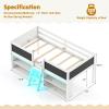 Giantex Low Loft Bed Twin Size, Wooden Loft Bed with Ladder & Blackboard, Twin Bed Frames for Kids with Storage 2 Bookcases and Play Space, White(White)