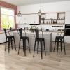 Giantex Metal Bar Stools Set of 4, 30″ Bar Height Modern Industrial Barstools w/Removable Bucket Back & Footrest, High Back Bar Dining Chairs with Rubber Foot Pads for Kitchen Home Bar, Black(Black)