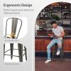 Giantex Metal Bar Stools Set of 4, 30″ Bar Height Modern Industrial Barstools w/Removable Bucket Back & Footrest, High Back Bar Dining Chairs with Rubber Foot Pads for Kitchen Home Bar, Black(Charcoal Grey)
