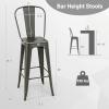 Giantex Metal Bar Stools Set of 4, 30″ Bar Height Modern Industrial Barstools w/Removable Bucket Back & Footrest, High Back Bar Dining Chairs with Rubber Foot Pads for Kitchen Home Bar, Black(Charcoal Grey)