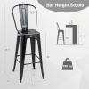 Giantex Metal Bar Stools Set of 4, 30″ Bar Height Modern Industrial Barstools w/Removable Bucket Back & Footrest, High Back Bar Dining Chairs with Rubber Foot Pads for Kitchen Home Bar, Black(Black)