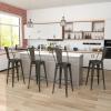 Giantex Metal Bar Stools Set of 4, 30″ Bar Height Modern Industrial Barstools w/Removable Bucket Back & Footrest, High Back Bar Dining Chairs with Rubber Foot Pads for Kitchen Home Bar, Black(Charcoal Grey)