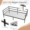 Giantex Metal Twin Daybed Frame, Day Bed with Metal Slat Support & 3-Sided Guardrails, 2-in-1 Space-Saving Sofa Bed for Living Room Guest Room, No Box Spring Needed, Black(Twin)