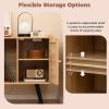 Giantex Mid Century Record Player Stand with Charging Station, Rattan Turntable Stand with Storage Cabinet & Adjustable Shelf, Boho Record Player Table, Vinyl Record Storage for Living Room, Bedroom(Natural)