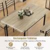 Giantex Modern 5 Piece Dining Table Set for 4 Chairs Wood Metal Kitchen Breakfast Furniture (Beech Wood)(Beech Wood)