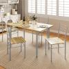 Giantex Modern 5 Piece Dining Table Set for 4 Chairs Wood Metal Kitchen Breakfast Furniture (Beech Wood)(Natural)