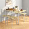 Giantex Modern 5 Piece Dining Table Set for 4 Chairs Wood Metal Kitchen Breakfast Furniture (Beech Wood)(Natural)