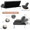 Giantex Modern Convertible Futon Sofa Bed, Linen Upholstered Futon Sofa Sleeper w/Metal Leg, Removable Armrests, 2 Cup Holders, Backrest Adjustable, Folding Futon Sofa Bed for Apartment (Dark Gray)