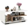 Giantex Modern Rectangular Accent Table with L-Shaped Middle Shelf, 3-Tier Cocktail Table for Living Room (Natural and White)(Natural and White)