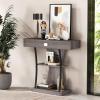 Giantex Narrow Console Table T-Shaped – Behind Couch Table with Drawer, Shelves, Dual Anti-Tipping Kits, Modern Foyer Table, Sofa Side Table for Living Room, Entryway, Hallway, Entry Table (Gray)(Grey)