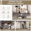 Giantex Narrow Console Table T-Shaped – Behind Couch Table with Drawer, Shelves, Dual Anti-Tipping Kits, Modern Foyer Table, Sofa Side Table for Living Room, Entryway, Hallway, Entry Table (Gray)(Grey)