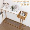 Giantex Narrow Console Table with Storage – 60″ Long Sofa Side Table w/ 4 Drawers & Open Shelf, Solid Wood Legs, Rectangular Entry Table, Retro Entryway Table for Living Room Hallway, Foyer, Black(Gold+white)