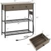 Giantex Narrow Console Table with Storage – 60″ Long Sofa Side Table w/ 4 Drawers & Open Shelf, Solid Wood Legs, Rectangular Entry Table, Retro Entryway Table for Living Room Hallway, Foyer, Black(Grey)