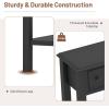 Giantex Narrow Console Table with Storage – 60″ Long Sofa Side Table w/ 4 Drawers & Open Shelf, Solid Wood Legs, Rectangular Entry Table, Retro Entryway Table for Living Room Hallway, Foyer, Black(Black)