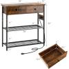 Giantex Narrow Console Table with Storage – 60″ Long Sofa Side Table w/ 4 Drawers & Open Shelf, Solid Wood Legs, Rectangular Entry Table, Retro Entryway Table for Living Room Hallway, Foyer, Black(Brown)