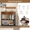 Giantex Narrow Console Table with Storage – 60″ Long Sofa Side Table w/ 4 Drawers & Open Shelf, Solid Wood Legs, Rectangular Entry Table, Retro Entryway Table for Living Room Hallway, Foyer, Black(Brown)