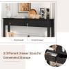 Giantex Narrow Console Table with Storage – 60″ Long Sofa Side Table w/ 4 Drawers & Open Shelf, Solid Wood Legs, Rectangular Entry Table, Retro Entryway Table for Living Room Hallway, Foyer, Black(Black)