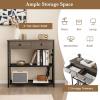 Giantex Narrow Console Table with Storage – 60″ Long Sofa Side Table w/ 4 Drawers & Open Shelf, Solid Wood Legs, Rectangular Entry Table, Retro Entryway Table for Living Room Hallway, Foyer, Black(Grey)