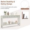 Giantex Narrow Console Table with Storage – 60″ Long Sofa Side Table w/ 4 Drawers & Open Shelf, Solid Wood Legs, Rectangular Entry Table, Retro Entryway Table for Living Room Hallway, White