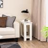 Giantex Narrow End Table, 2-Tier Side Table with Open Storage Shelf, Retro Wood Sofa Table Bedside Tables for Small Spaces, Slim Nightstand for Living Room, Bedroom, Easy Assembly, Walnut(White)