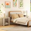Giantex Narrow End Table, 2-Tier Side Table with Open Storage Shelf, Retro Wood Sofa Table Bedside Tables for Small Spaces, Slim Nightstand for Living Room, Bedroom, Easy Assembly, Walnut(White)