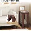 Giantex Narrow End Table, 2-Tier Side Table with Open Storage Shelf, Retro Wood Sofa Table Bedside Tables for Small Spaces, Slim Nightstand for Living Room, Bedroom, Easy Assembly, Walnut(Walnut)