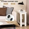 Giantex Narrow End Table, 2-Tier Side Table with Open Storage Shelf, Retro Wood Sofa Table Bedside Tables for Small Spaces, Slim Nightstand for Living Room, Bedroom, Easy Assembly, Walnut(White)
