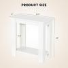 Giantex Narrow End Table, 2-Tier Side Table with Open Storage Shelf, Retro Wood Sofa Table Bedside Tables for Small Spaces, Slim Nightstand for Living Room, Bedroom, Easy Assembly, Walnut(White)