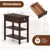 Giantex Narrow End Table, Farmhouse Side Tables with Drawer & Storage Shelves, Wood Sofa Side Tables, 3-Tier Nightstands for Small Space, Living Room, Bedroom, 23.5″ L x 12″ W x 24.5″ H, Brown(Walnut)