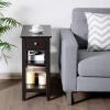Giantex Narrow End Table, Farmhouse Side Tables with Drawer & Storage Shelves, Wood Sofa Side Tables, 3-Tier Nightstands for Small Space, Living Room, Bedroom, 23.5″ L x 12″ W x 24.5″ H, Brown(Espresso)