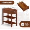 Giantex Narrow End Table, Farmhouse Side Tables with Drawer & Storage Shelves, Wood Sofa Side Tables, 3-Tier Nightstands for Small Space, Living Room, Bedroom, 23.5″ L x 12″ W x 24.5″ H, Brown(Brown)