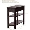 Giantex Narrow End Table, Farmhouse Side Tables with Drawer & Storage Shelves, Wood Sofa Side Tables, 3-Tier Nightstands for Small Space, Living Room, Bedroom, 23.5″ L x 12″ W x 24.5″ H, Brown(Espresso)