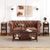 Giantex Narrow End Table, Farmhouse Side Tables with Drawer & Storage Shelves, Wood Sofa Side Tables, 3-Tier Nightstands for Small Space, Living Room, Bedroom, 23.5″ L x 12″ W x 24.5″ H, Brown(Walnut)